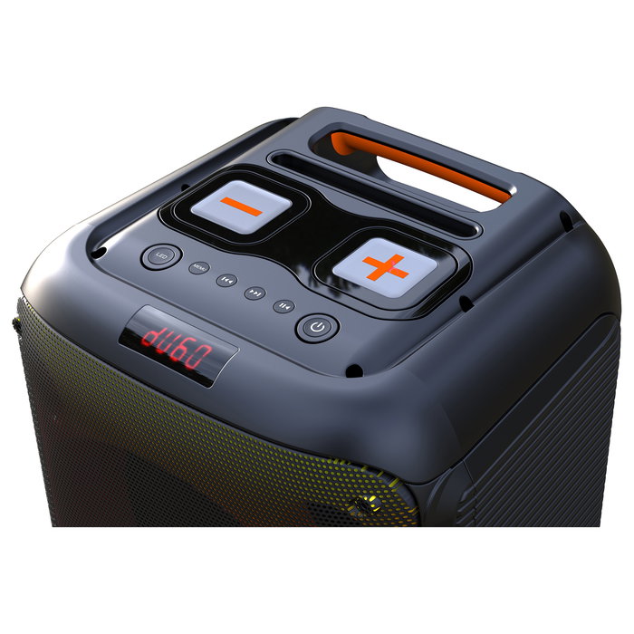 Denver BPS-250 Altavoz Portátil Estéreo Bluetooth 5.0 40W 8 Pulgadas 3600 mAh Negro con Iluminación LED y Micrófono