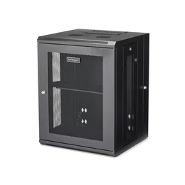 StarTech.com Armario Rack de Pared 15U 19 Pulgadas 4 Columnas con Estante 1U - Bastidor Ventilado Montaje en Pared, Gestión de Cables, 90 kg, Negro