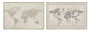 DKD Home Decor Cuadro Lienzo Mapamundi Beige Pack de 2