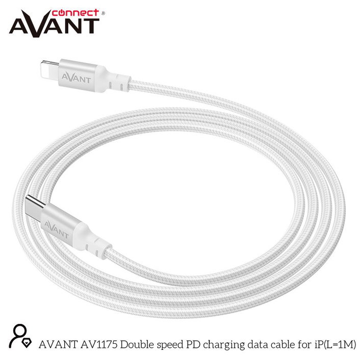AVANT CONNECT Cable USB-C a Lightning de 1m con Carga Rápida 20W, Trenzado