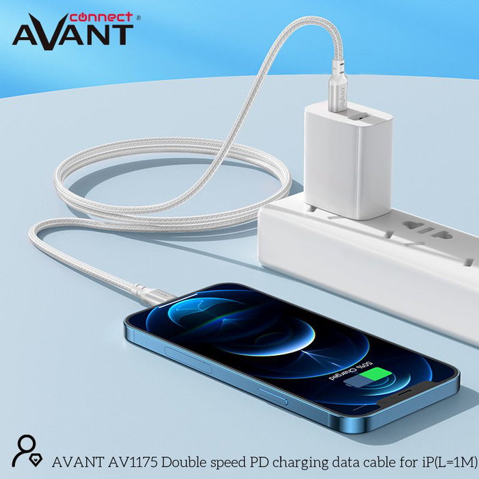 AVANT CONNECT Cable USB-C a Lightning de 1m con Carga Rápida 20W, Trenzado