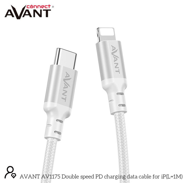 AVANT CONNECT Cable USB-C a Lightning de 1m con Carga Rápida 20W, Trenzado