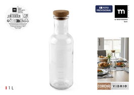 La Mediterranea Botella Vidrio Water T/Corcho 1L 8.7x8.7x27.8 cm (24 Unidades)