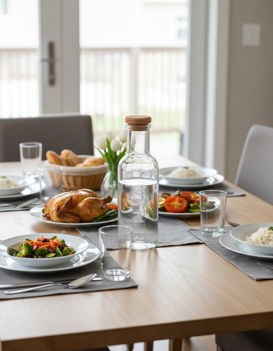 La Mediterranea Botella Vidrio Water T/Corcho 1L 8.7x8.7x27.8 cm (24 Unidades)