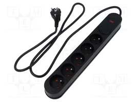PLASTROL Regleta de alimentación con 5 tomas y cable de 1,5m