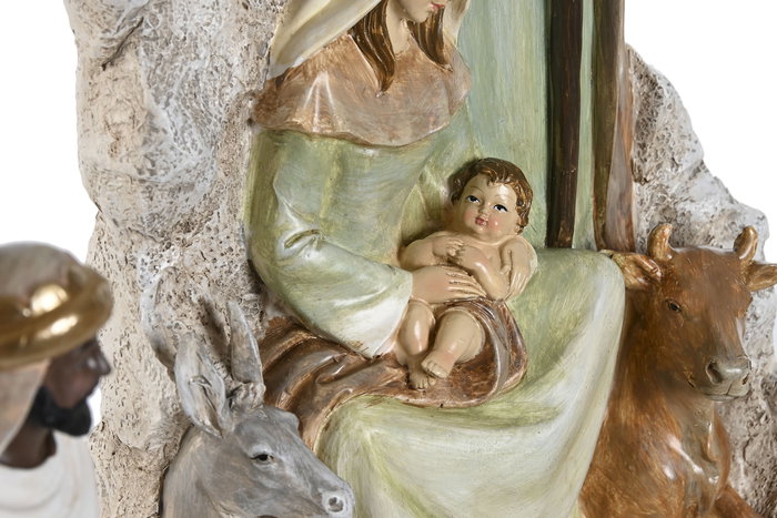 DKD Home Decor Nacimiento Navidad Tradicional Multicolor Resina 11 x 31.5 x 19.5 cm (2 Unidades)