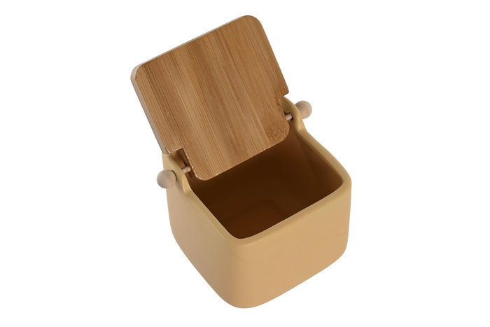 DKD Home Decor Chinalight 22 Salero Vintage Terracota Amarillo Dolomita Bambú 12 x 11 x 15 cm (4 Unidades)