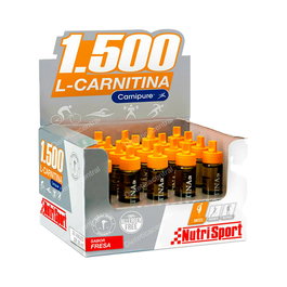 NUTRISPORT L Carnitina 1500 Fresa 20 Ampollas para Aumentar Rendimiento y Definición Muscular
