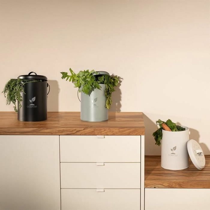Livoo Cubo de compostaje de cocina negro de 6 l - MES154N