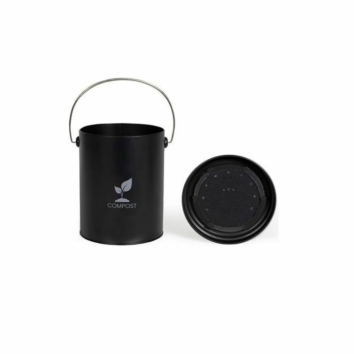 Livoo Cubo de compostaje de cocina negro de 6 l - MES154N