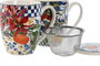 DKD Home Decor Taza Infusiones Moderno Azul Blanco Porcelana Inox 9 x 11 x 12.5 cm 380ml Apto Microondas Lavavajillas (6 Unidades)