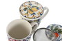 DKD Home Decor Taza Infusiones Moderno Azul Blanco Porcelana Inox 9 x 11 x 12.5 cm 380ml Apto Microondas Lavavajillas (6 Unidades)