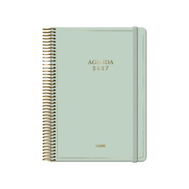DOHE Agenda Anual 2027 Velvet Verde con Espiral y Goma