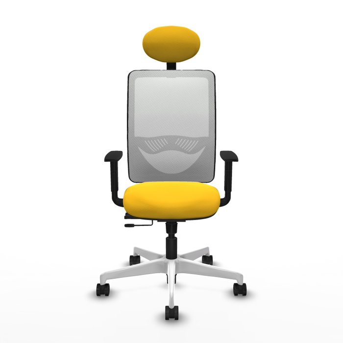 PIQUERAS Y CRESPO Silla de oficina Zulema con mecanismo Sincro/Traslack, Amarillo y Blanco