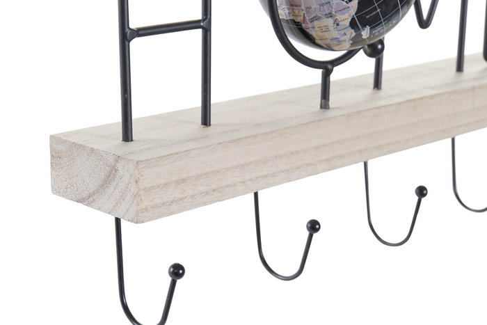 DKD Home Decor Perchero de Pared MDF y Hierro Negro