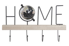 DKD Home Decor Perchero de Pared MDF y Hierro Negro