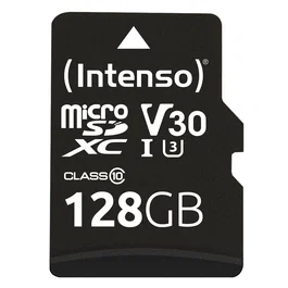Intenso Tarjeta de Memoria microSDXC 128GB UHS-I U3/V30 Clase 10, 100 MB/s Lectura, 45 MB/s Escritura, Resistente (Agua, Golpes, Temperatura, Rayos X), Negro