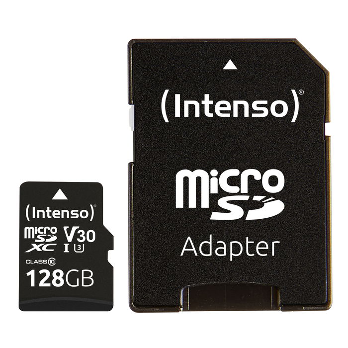Intenso Tarjeta de Memoria Micro SD 128 GB UHS-I Clase 10 U3 V30 hasta 100 MB/s con Adaptador SD Intenso Tarjeta de Memoria Micro SD 128 GB UHS-I Clase 10 U3 V30 hasta 100 MB/s con Adaptador SD