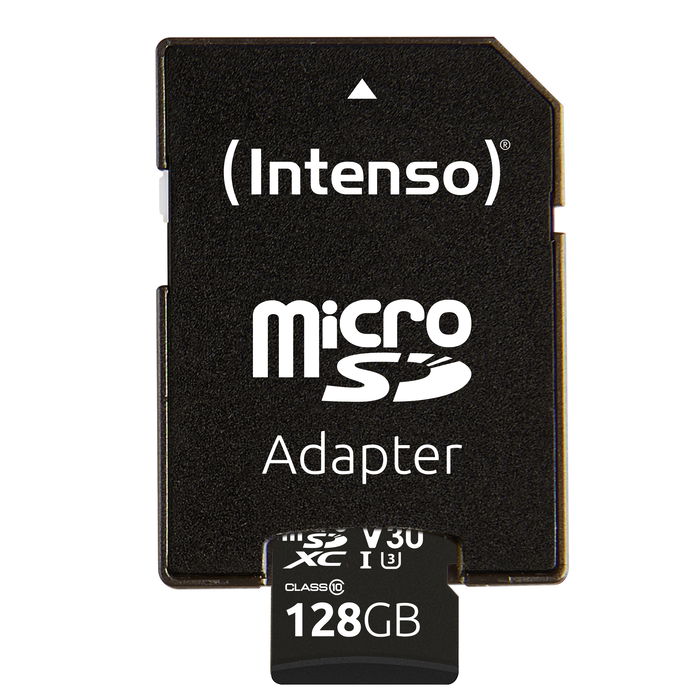 Intenso Tarjeta de Memoria Micro SD 128 GB UHS-I Clase 10 U3 V30 hasta 100 MB/s con Adaptador SD Intenso Tarjeta de Memoria Micro SD 128 GB UHS-I Clase 10 U3 V30 hasta 100 MB/s con Adaptador SD