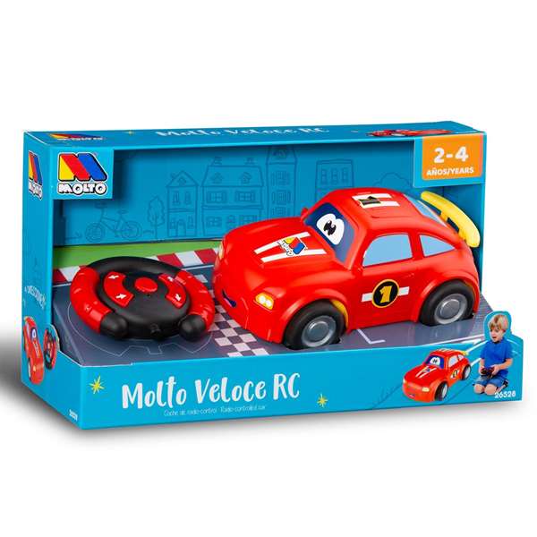 Molto Coche Radio Control Baby, 4 Direcciones, Con Sonidos y Luces, Para +3 Años, Dimensiones 38.5x17x21 cm