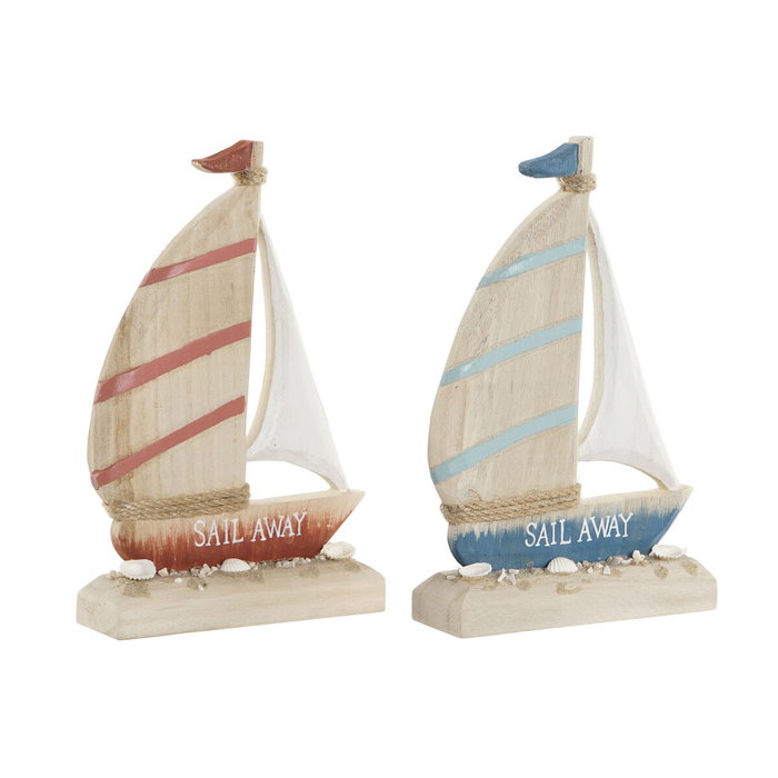 DKD Home Decor Decoración de Madera Velero Surtido de 2