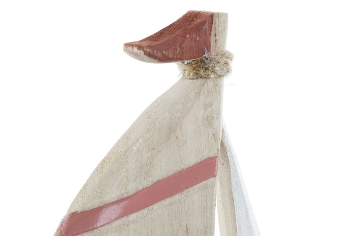 DKD Home Decor Decoración Velero Azul Rojo Madera Hecho a Mano 2 Unidades 4.5 x 23.5 x 15 cm