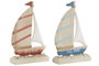 DKD Home Decor Decoración Velero Azul Rojo Madera Hecho a Mano 2 Unidades 4.5 x 23.5 x 15 cm