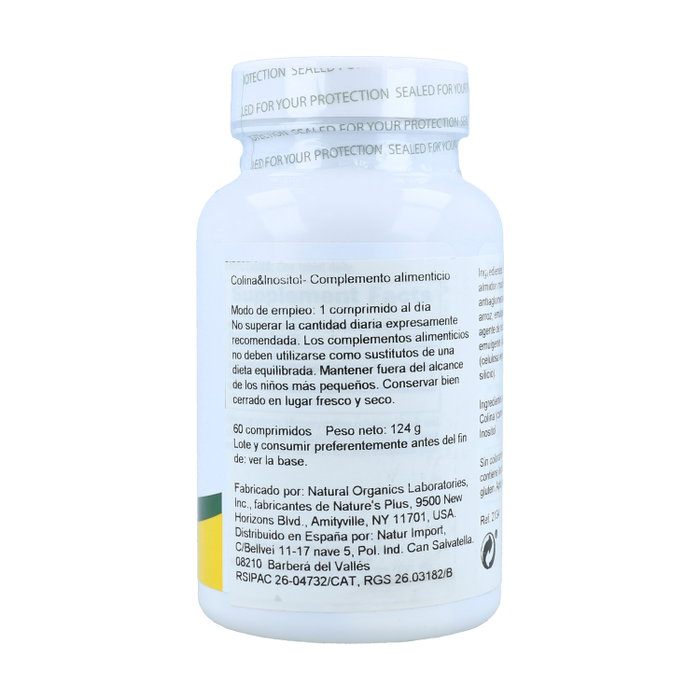 Natures Plus Colina + Inositol 500mg 60 comprimidos
