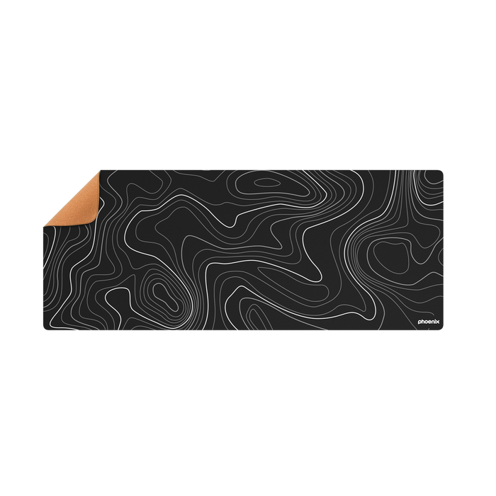 Phoenix Stratos - Alfombrilla de ratón para escritorio, superficie cuero PU, base corcho natural, tamaño grande 90x40cm, diseño topográfico Phoenix Stratos - Alfombrilla de ratón para escritorio, superficie cuero PU, base corcho natural, tamaño grande 90x40cm, diseño topográfico