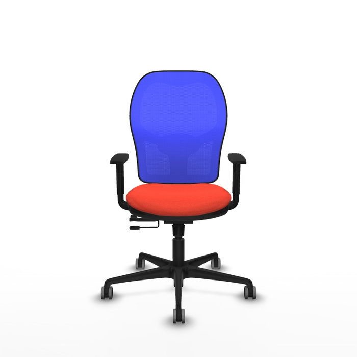 PIQUERAS Y CRESPO Silla de oficina Jorquera con mecanismo Sincro/Traslack, Tela Naranja oscuro y Malla Azul