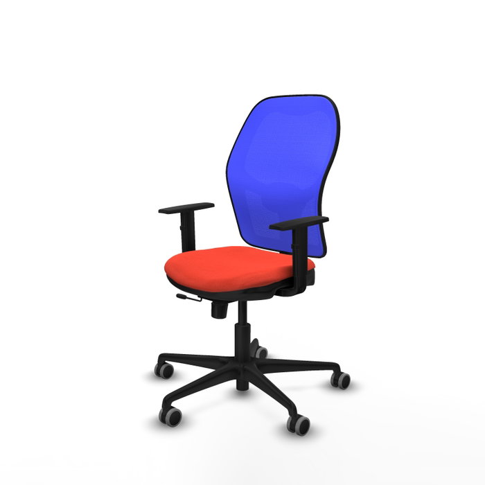 PIQUERAS Y CRESPO Silla de oficina Jorquera con mecanismo Sincro/Traslack, Tela Naranja oscuro y Malla Azul