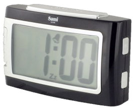 SAMI Despertador Sami LCD rectangular dígitos XL luz verde, blanco