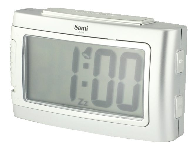SAMI Despertador Sami LCD rectangular dígitos XL luz verde, blanco