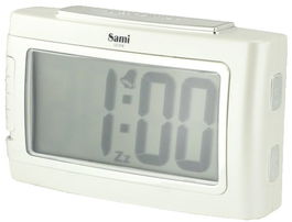 SAMI Despertador LCD Rectangular con Pantalla XL de Dígitos, Luz de Fondo Verde, Color Blanco