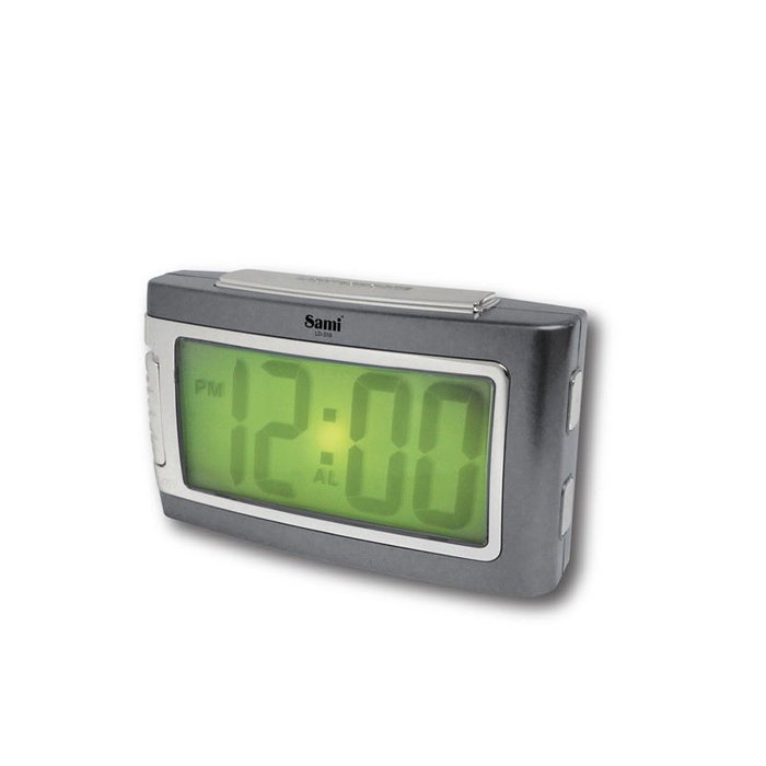 SAMI Despertador Sami LCD rectangular dígitos XL luz verde, blanco