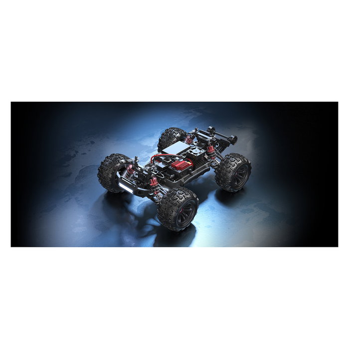 AMEWI Camión Monstruo Radio Control 1:16 Eléctrico Brushless 4x4, 45 km/h, 310 mm, LED, 2.4 GHz, 3 Canales, LiPo 1050 mAh, Edad 14+, Ref 22627