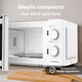 Grunkel MW-25EASY Microondas Mecánico 25L, 850W, Blanco, 5 Niveles de Potencia, Función Descongelar