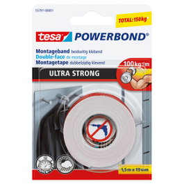 Tesa Cinta de doble cara 19 mm x 1,5 m blanco