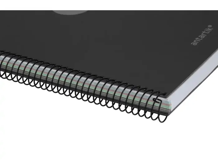 Antartik Cuaderno Espiral A4 Micro Tapa Foam 120 Hojas 90g Cuadrícula 5mm Negro con 5 Bandas y 4 Taladros