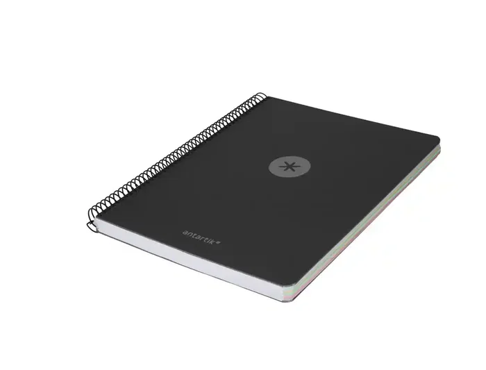 Antartik Cuaderno Espiral A4 Micro Tapa Foam 120 Hojas 90g Cuadrícula 5mm Negro con 5 Bandas y 4 Taladros