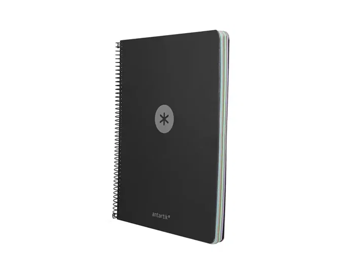 Antartik Cuaderno Espiral A4 Micro Tapa Foam 120 Hojas 90g Cuadrícula 5mm Negro con 5 Bandas y 4 Taladros