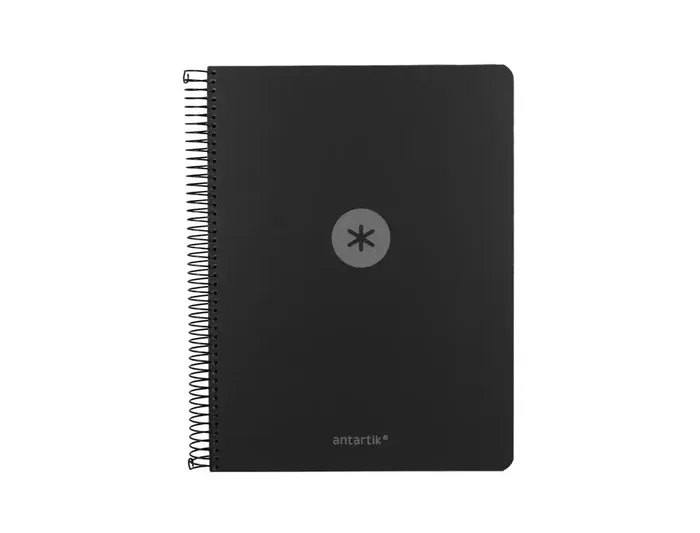 Antartik Cuaderno Espiral A4 Micro Tapa Foam 120 Hojas 90g Cuadrícula 5mm Negro con 5 Bandas y 4 Taladros