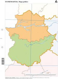 CUMIO Paquete de 50 mapas de Extremadura político mudos