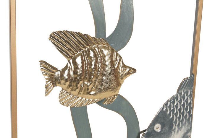 DKD Home Decor Set de 3 Piezas de Decoración de Pared en Metal Azul y Dorado Marino