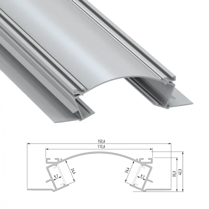 VEDA Perfil de Aluminio, 2.02 Metros, Anodizado en Color Plata