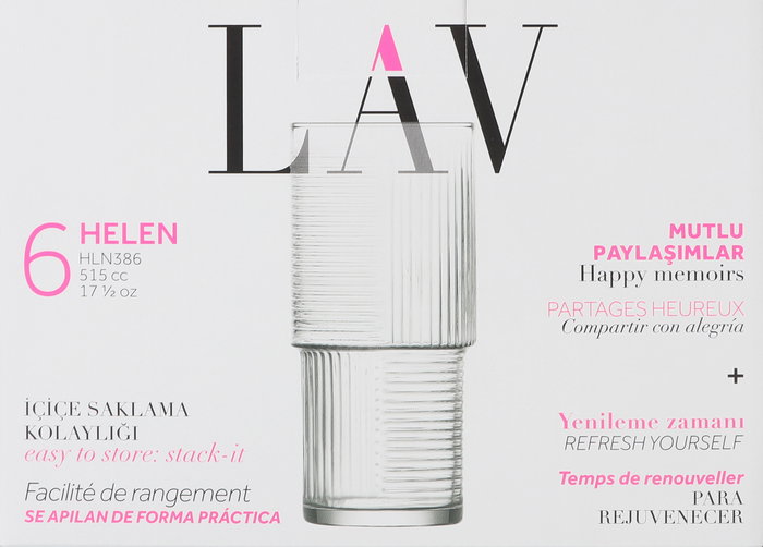 LAV Set 6 Vasos 515 cc Helen (8 Cajas)