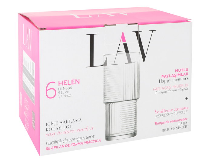LAV Set 6 Vasos 515 cc Helen (8 Cajas)