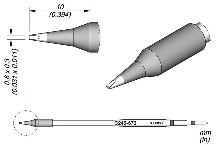 JBC TOOLS Punta de soldadura tipo destornillador prolongado 0,8x0,3mm