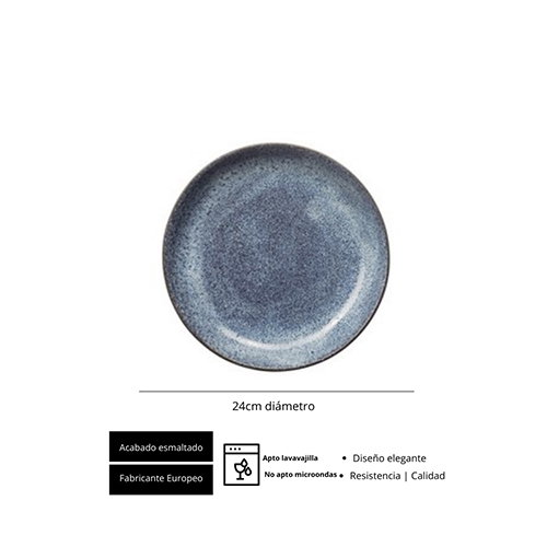 Summa Plato Hondo IO Granilla Azul Gres Vitrificado 24 cm (Set de 6)