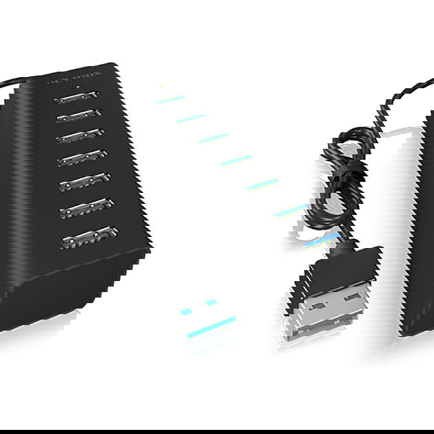 ICY BOX IB-HUB1700-U3 Concentrador USB Hub 7 Puertos USB 3.0 (5 Gbps) con Alimentación Externa, Color Negro, Aluminio, Plug & Play para Windows/Mac ICY BOX IB-HUB1700-U3 Concentrador USB Hub 7 Puertos USB 3.0 (5 Gbps) con Alimentación Externa, Color Negro, Aluminio, Plug & Play para Windows/Mac